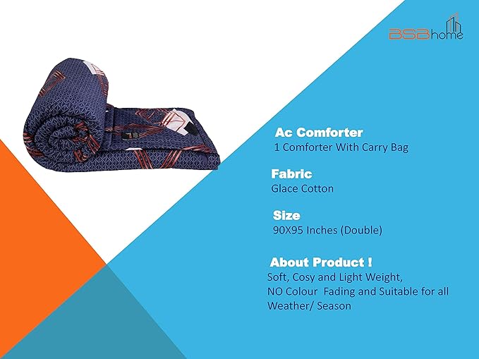 Bsb Home Super Soft Glace Cotton Warm Blanket for Winter (230X250 cm, Blue and Red) Double