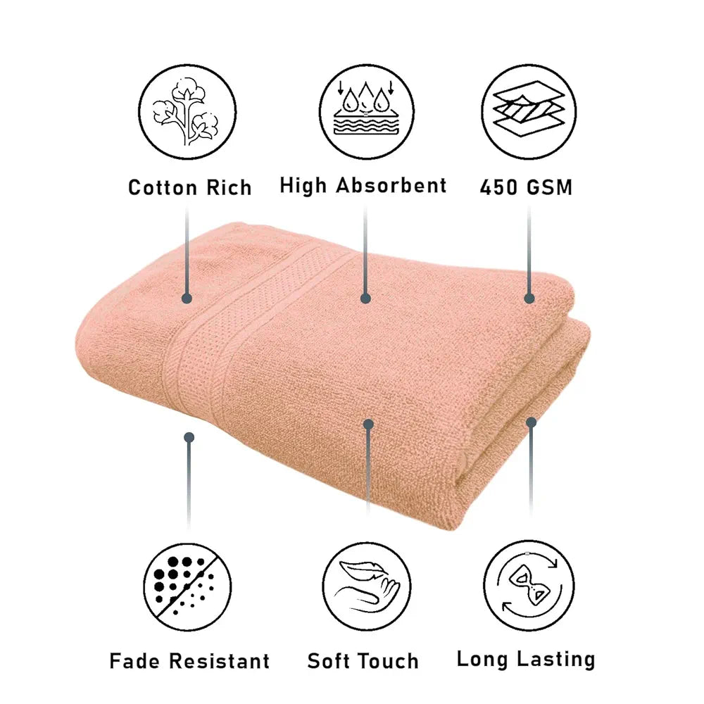 Luxe Home Cotton Bath Towel 450 GSM Quick Dry Large Size Bathroom Towels Colour Rust
