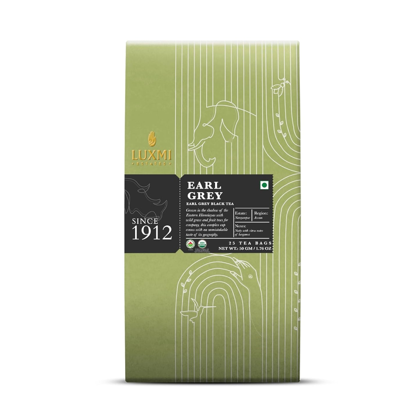 Luxmi Organic Earl Grey Black Tea Bags 25 Tea Bags - 50 gms