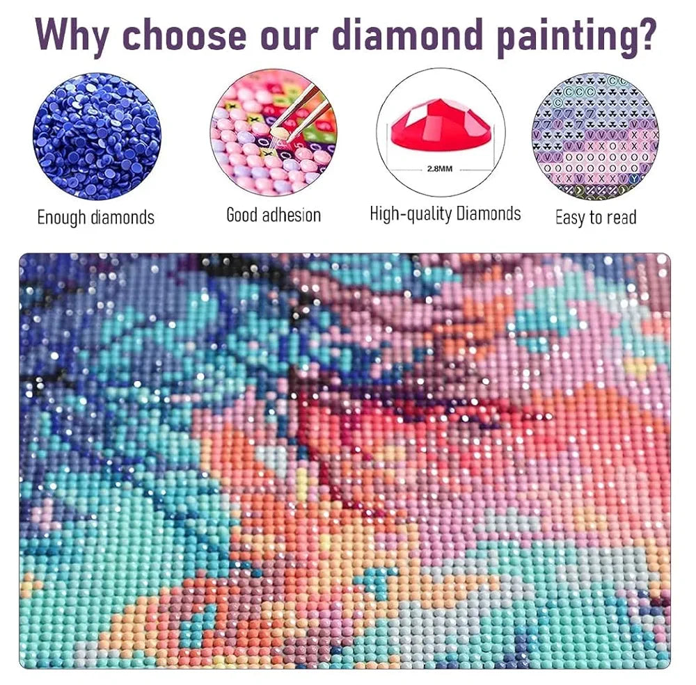 TREXEE 5D Diamond Painting Kit for Adults & Kids, 30 * 40cm DIY Paint by Numbers Kit DIY Diamond Painting by Numbers Kit Cross Stitch Pictures Arts Craft Gift for Kids & Adults