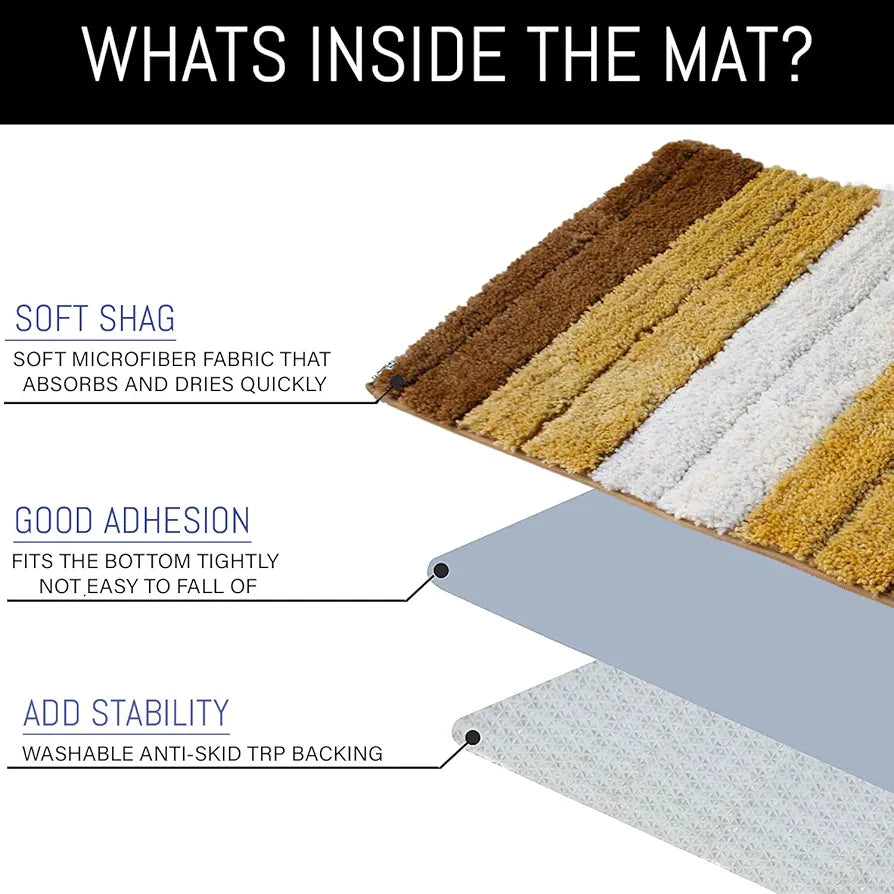 Luxe Home International Microfiber Rectangular Bath mat Soft Anti Slip Skid Luxury Mats 40X60 Cm Colour Tobacco
