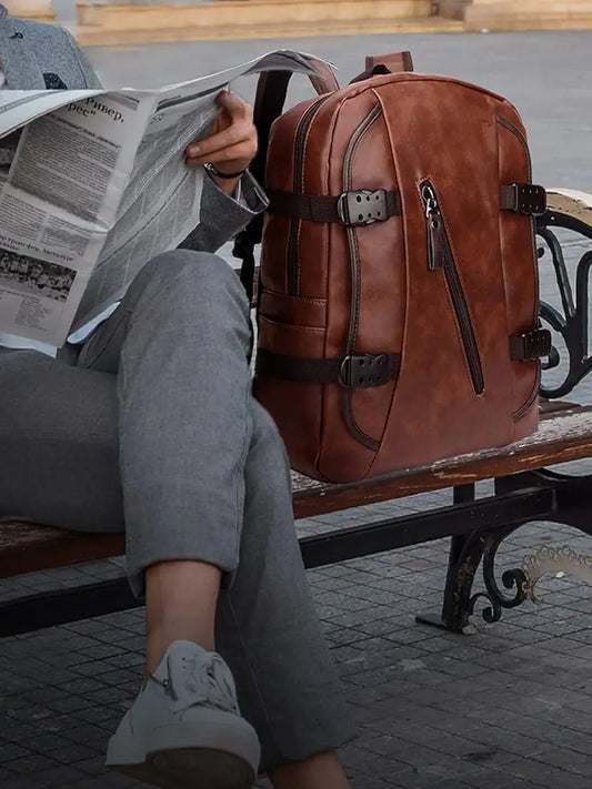 Fur Jaden Brown Backpack Bag for Men of Artificial Leather with Laptop Pocket