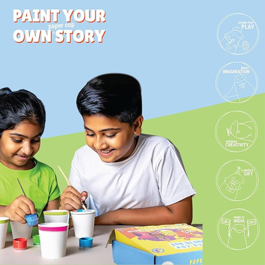 Kalakaram Paper Craft Kit for Kids Diy Fun Activity Kit | Paper Cup Painting and Craft Kit | Kids Educational Activity Kit