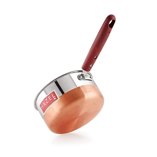 Hazel Alfa Premium Heavy Gauge Stainless Steel Sauce Pan Cookware with Copper Bottom (1.2 Ltr)