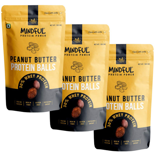 Eat Anytime Mindful Healthy Peanut Butter Protein Balls - 100 gms (Pack of 3)