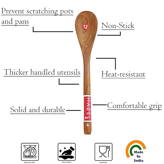 Hazel Wooden Oval Spatula Scoup Non Stick One Piece Cooking Serving Spoon Kitchen Tools Utensil Small Size