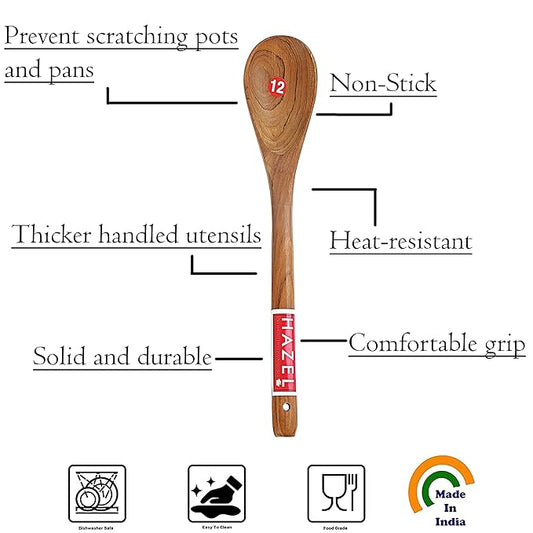 Hazel Wooden Oval Spatula Scoup Non Stick One Piece Cooking Serving Spoon Kitchen Tools Utensil Small Size