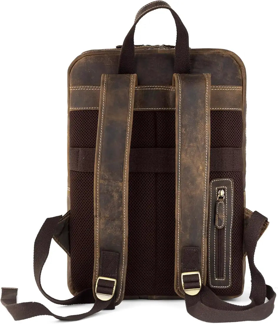 Goatter Men's Hunter Leather Backpack For 16 Laptop Office And Travel Camping Rucksack