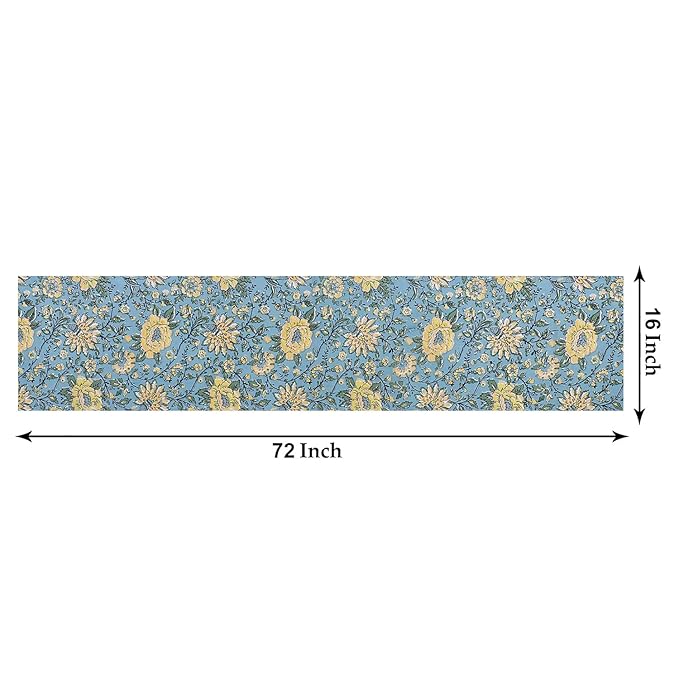 Texstylers Pure Cotton Block Printed Jaipuri Placemats Napkins and Table Runner Set