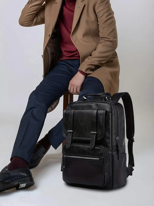 FUR JADEN Vegan Leather Stylish 15.6 Inch Laptop Backpack Travel Weekender Bag For Men Women