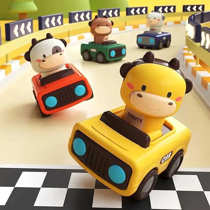 Kidology Press & Go Friction Powered Cars for Babies 0-3 Years Set of 2 Animal Car