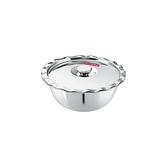 Hazel Stainless Steel Classic Serving Bowl Wati Vati Katori with Lid 400 ml (Silver, 13.5 cm)