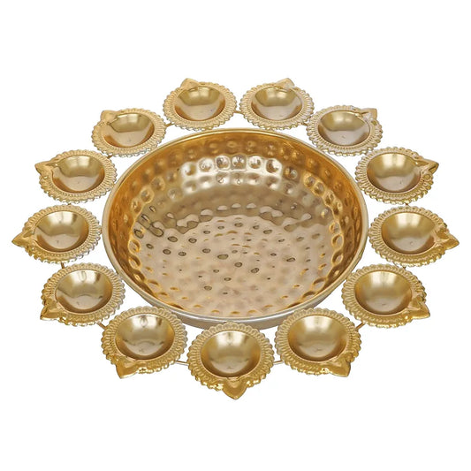 Webelkart Diya Shape Flower Decorative Urli Bowl Gold