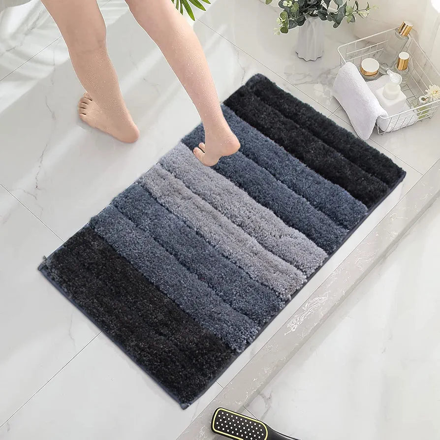 Luxe Home International Microfiber Rectangular Bath mat Soft Anti Slip Skid Luxury Mats 40X60 Cm Colour Shadow (Pack of 2)