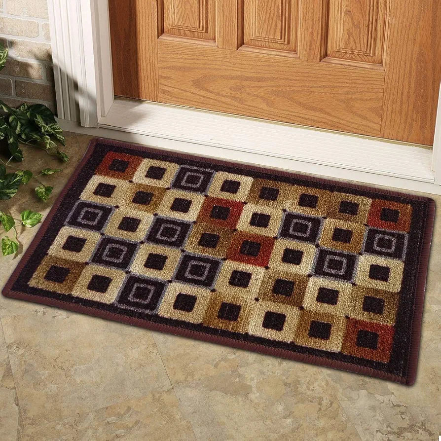 Status Contract Nylon Anti Slip Floor Door Mat in Home Kitchen Office Entrance Mats Rectangular Colour Brown
