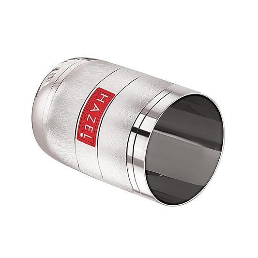 Hazel Stainless Steel Drinking Glasses 350 ml Unbreakable Glass Set with Glossy Finish Design & Dishwasher Safe Set of 6