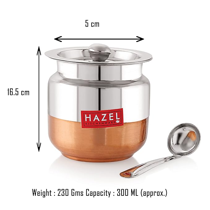 Hazel Stainless Steel Oil and Ghee Container with Spoon for Kitchen 300 ml Multipurpose Oil