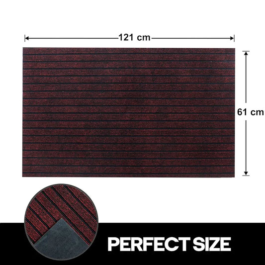 Kuber Industries Microfiber Striped Design Solid Anti-Skid Bedside Runner & Carpet for Living Room