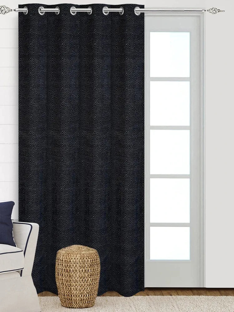 Saral Home Pacman Chenille Blackout Long Door Curtains 1pc Colour Navy