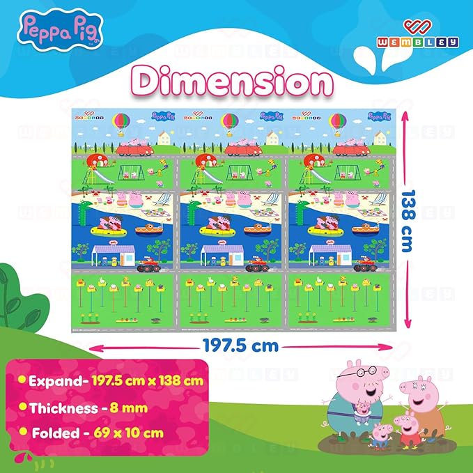 Wembley Peppa Pig Play Mat for Babies 0-12 Months Thick 8MM Baby Play Mat Multicolor