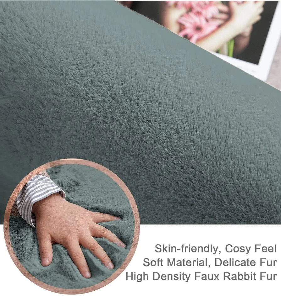 Luxe Home International Ruffle Bath Mat Rabbit Fur 1000 GSM Bathroom Door Rectangular Foot Mats 45X75 Cm Colour Seige