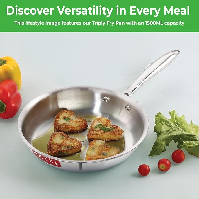 Hazel Triply Stainless Steel Induction Bottom Fry Pan 2 Litre, 28 cm