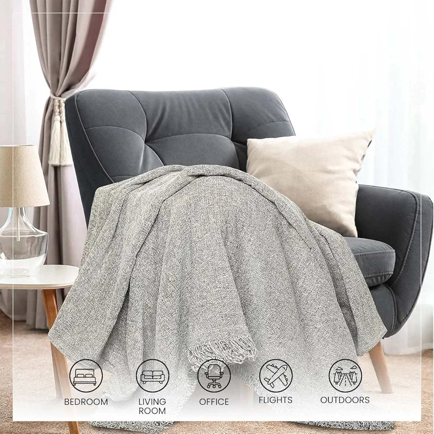 Sashaa World Soft Chenille Throw Colour Grey