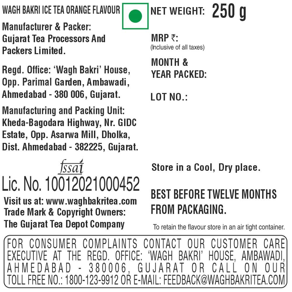 Wagh Bakri Orange Ice Tea - 250 gms (Pack of 2)