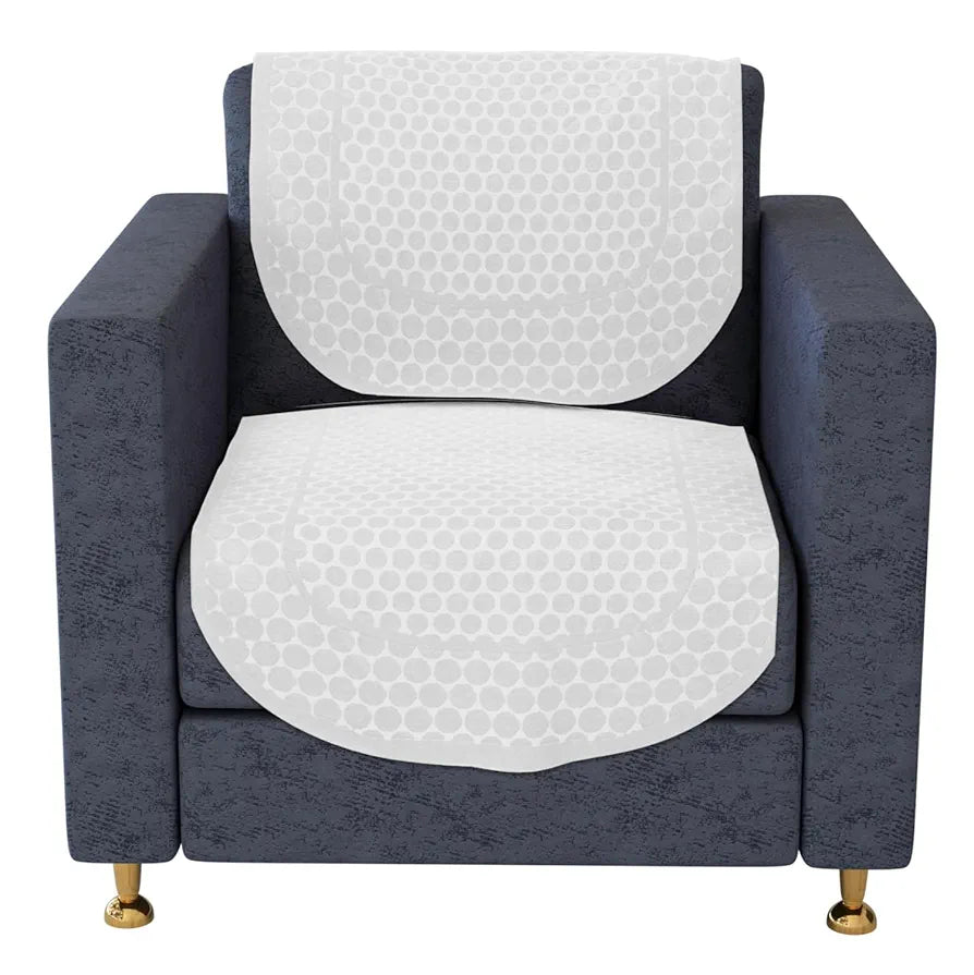 Kuber Industries Dot Sofa Slipcover Set 5-Seater Sofa Cover for Home Decor White