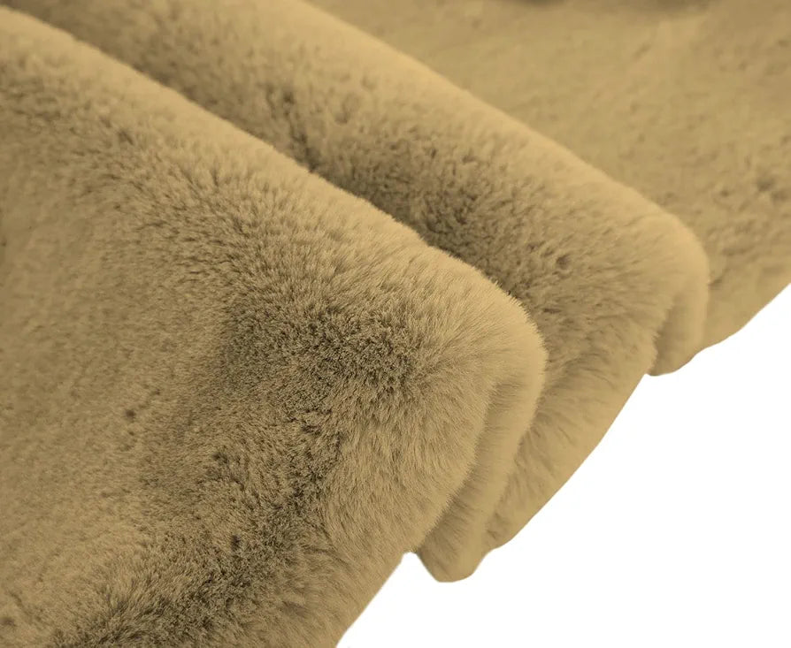 Luxe Home International Rabbit Fur Rectangular Mat Soft Anti Slip Skid Ruffle Mats 60X90 Cm Rug Colour Cream
