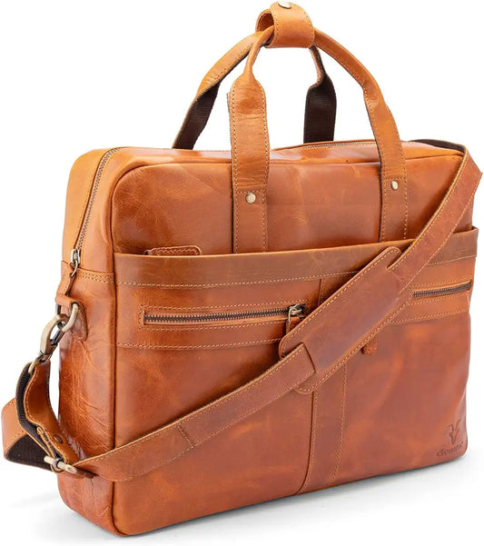 Goatter Genuine Leather Multi Pockets Office Laptop Messenger Bag For Men