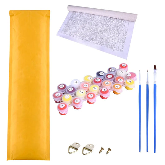 TREXEE Morning Pink Roses DIY Acrylic Paint by Numbers Kit for Adults Kids Beginner Number Painting Kit Painting Acrylic Oil Painting Wall Decoration