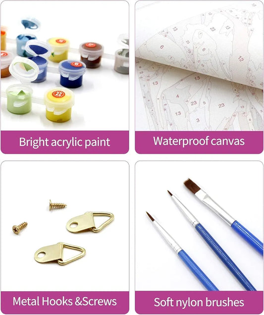 Trexee DIY Paint by Numbers Kits 40 * 50cm Painting Kit for Adults and Kids Pre-Printed Canvas with Brushes and Pigment Oil Painting Acrylic Paints DIY Oil Painting