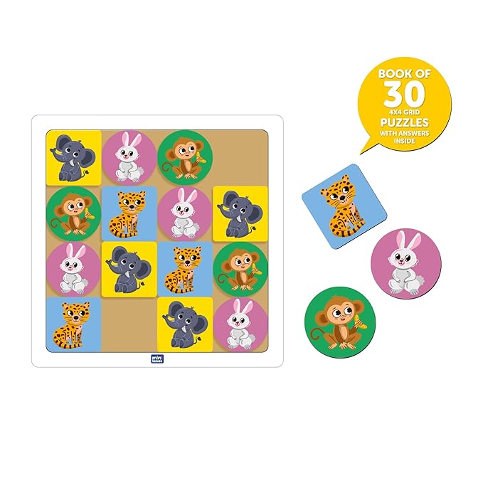 Mini Leaves Animal Wooden Sudoku Wooden Tic Tac Toe Game for Kids 4+ Age | 30 Games