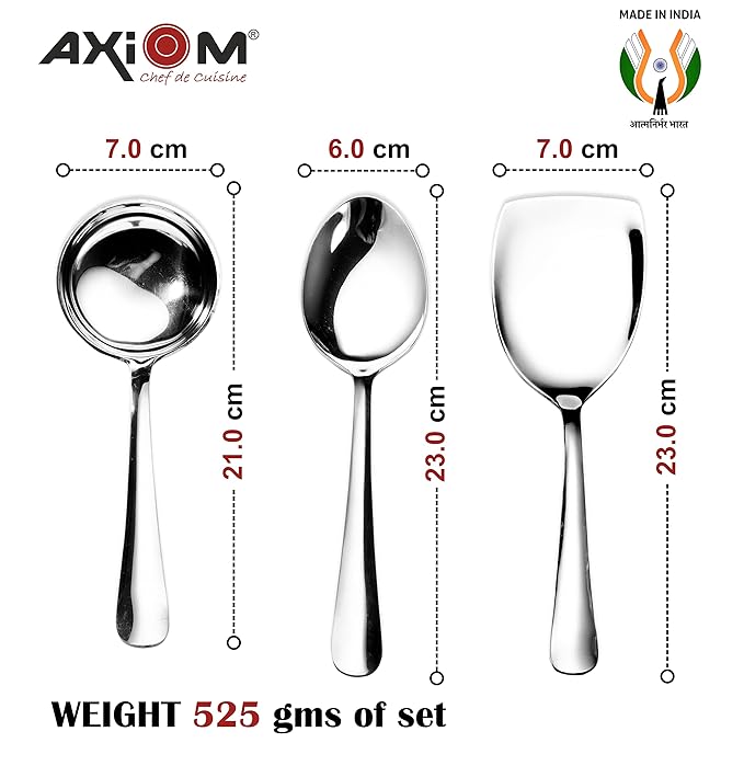 Axiom Stainless Steel Serving Tools 5 Piece Heavy Gauge Non-Stick Set Spoon for Serving