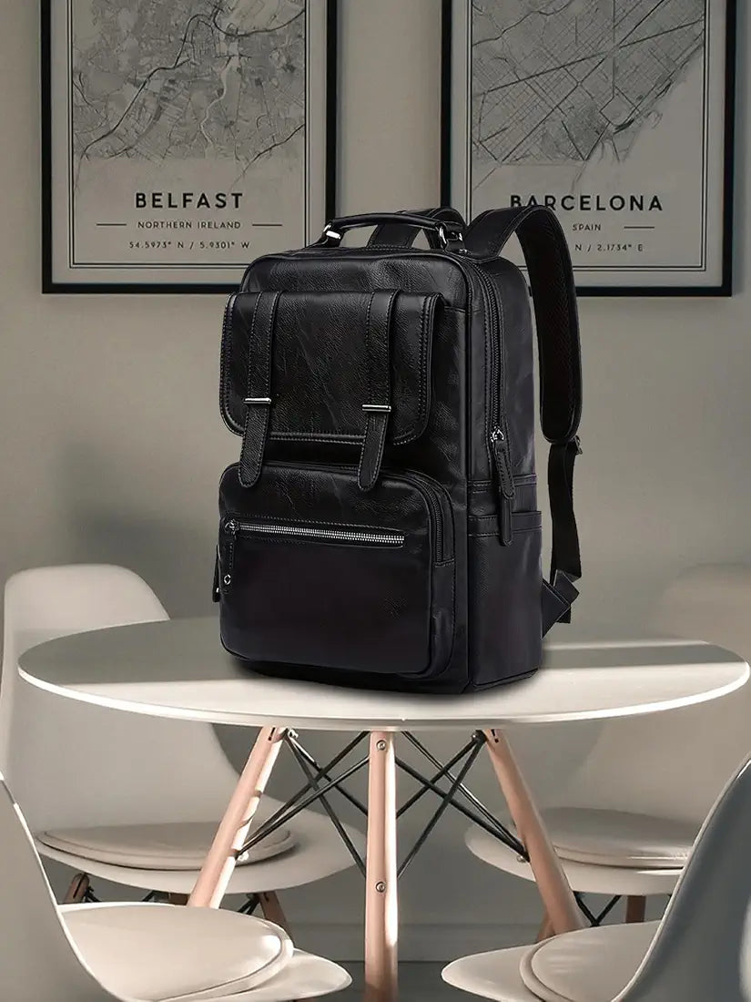 FUR JADEN Vegan Leather Stylish 15.6 Inch Laptop Backpack Travel Weekender Bag For Men Women