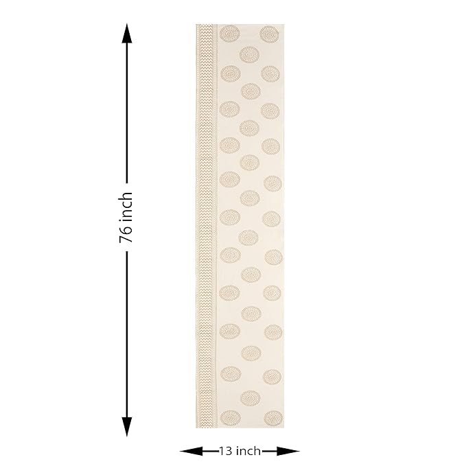 Blocks Of India Hand Block Printed Cotton Table Runner for Center Dining Table Gold Circle