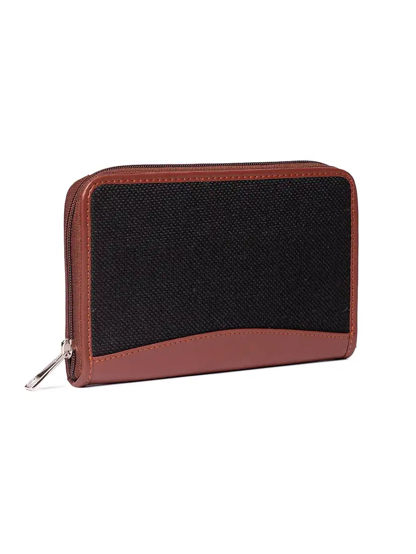 Zouk Wallets for Women Handmade Wallets for Females Vegan Leather and Jute