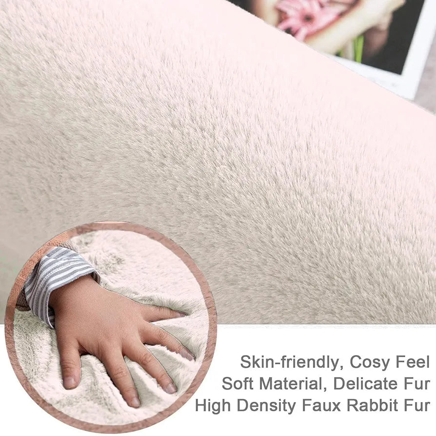 Luxe Home International Rectangular Bath Mat Super Soft Anti Skid Rabbit Fur Bathroom Mats Rug Colour Skin