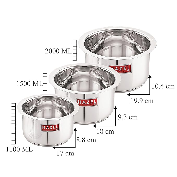 Hazel Induction Base Tope Stainless Steel Heavy Base Thick Flat Bottom Set of 3
