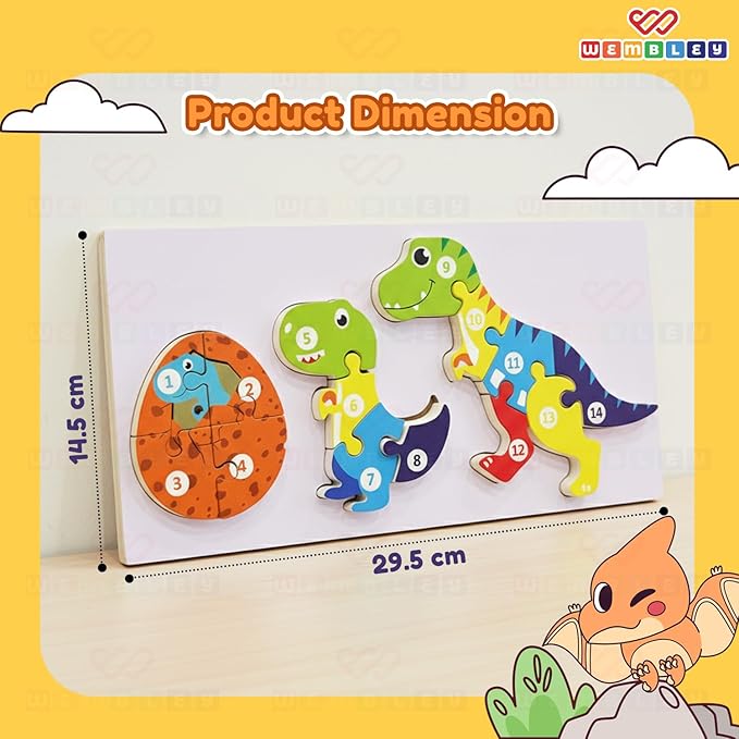 Wembley Wooden Jigsaw Puzzle for Kids Toy Dinosaur Life Cycle