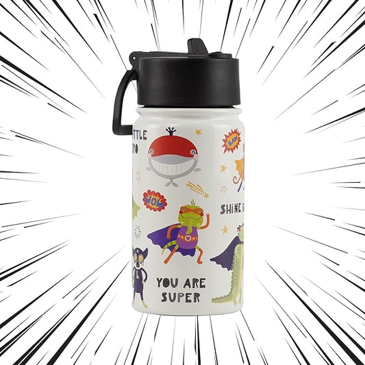 Solara Insulated Water Bottle for Kids 450ml Kids Water Bottle Sipper Bottle for Kids Animal Heroes