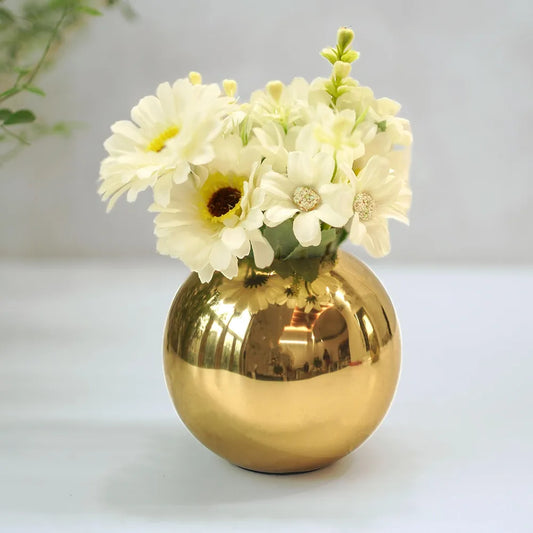 Behoma Metal Ball Round Flower Vase Gold Flowers not Included