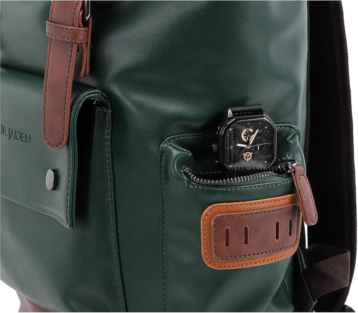 FUR JADEN Vegan Leather Anti Theft Casual Laptop Backpack with 15.6 Inch Laptop Pocket