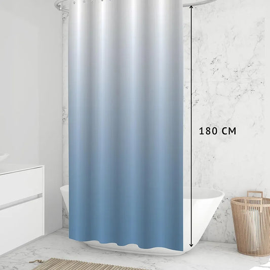 Homethreads Embrace Luxury with Our 6-Feet Long Premium Polyester Shower Curtain with 12 Hooks for a Lavish Bathroom Ambiance Blackout Stylish Splendid and Perfectly Sized Blue Colour
