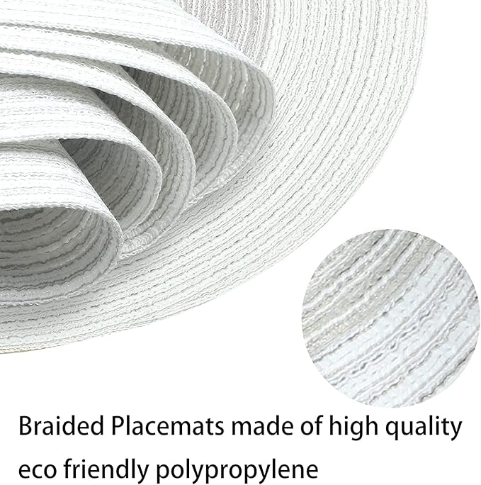 Spatlus Jute Placemats Set of 4 Heat Resistant Round Place Mats Natural Dining Table Grey