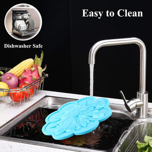 P-Plus International Set Silicone Pot Holders Non Slip Flexible Durable Heat Resistant Blue 16.5cm (Pack of 4)