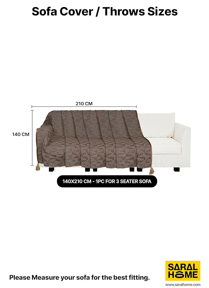 Saral Home Soft Microfiber 3 Seater Sofa Cover Throw Colour Beige