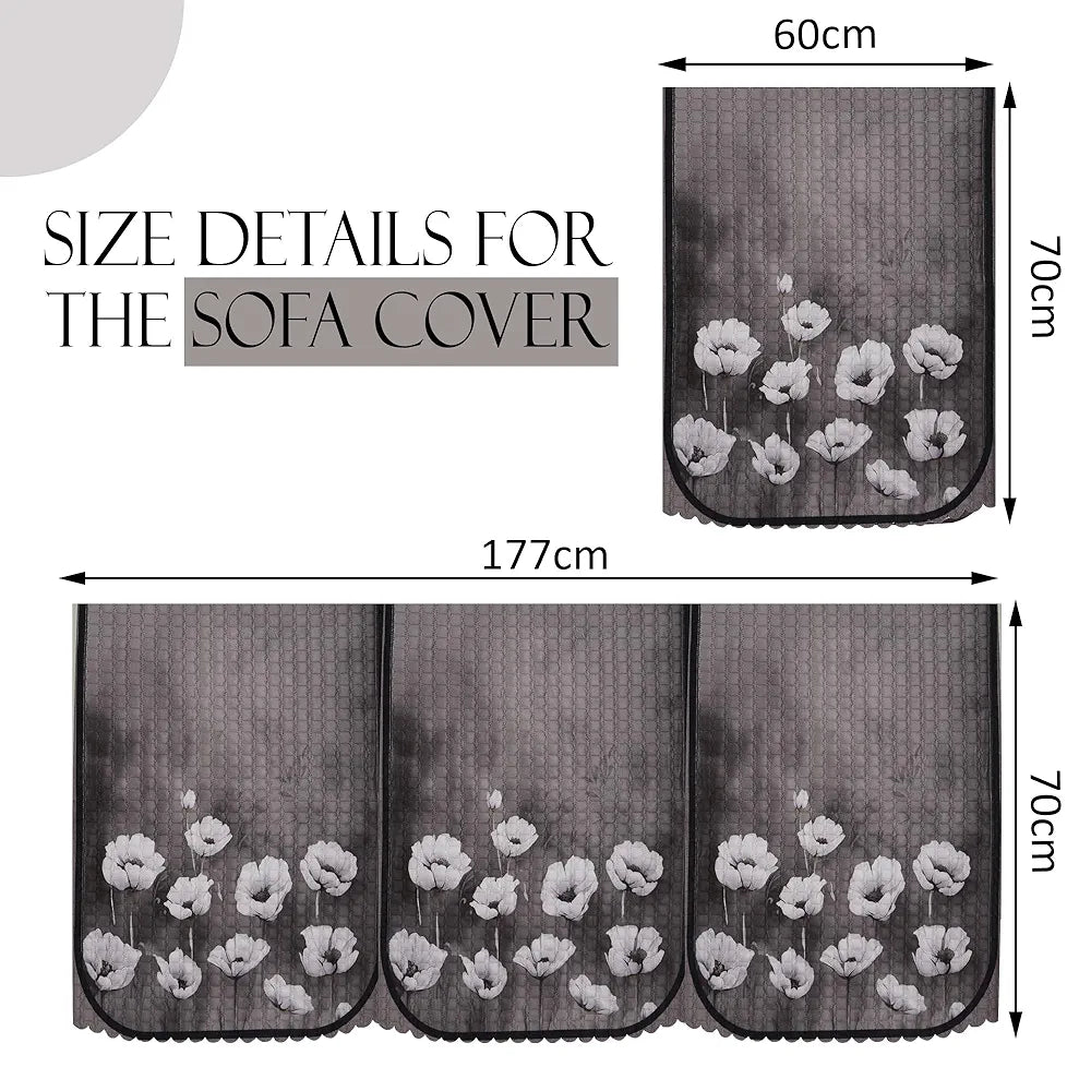 Kuber Industries Set of 16 Anti-Skid Sofa Cover 5-Seater with Arm Cover Lotus Print Green