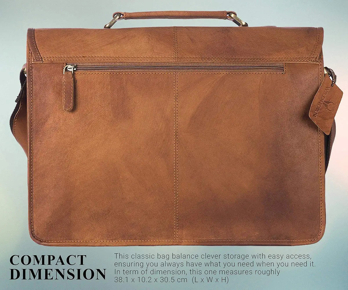 WildHorn Classic Leather 10 inch Laptop Messenger Bag for Men I Office Bags I Travel Bags I Carry Handle with Adjustable Strap I DIMENSION : L-11 inch W-4 inch H-11 inch